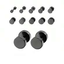 1 件不锈钢圆盘杠铃耳环，男女通用，适合日常佩戴