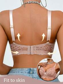 Women's Minimalist Front Closure Wireless Bra - Apricot - View 4