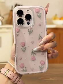 1个柔软纯色打孔手机壳，粉色花卉爱心2D印花手机保护套，兼容 11/12/13/14/15/16/16 Pro Max/12 Pro/13 Pro/14 Pro/15 Pro/16 Pro/14 Plus/15 Plus/16 Plus/12 Pro Max/13 Pro Max/14 Pro Max/15 Pro Max/16 Pro Max，质感细腻，也适用于 17/17 Pro/17 Pro Max/Air等最新款苹果手机。 - 粉色 - 查看 5