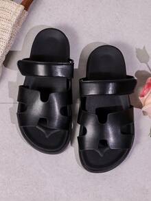 Women's Comfortable Open Toe Thick Sole Basic Flat Slide Sandals, Non-Slip, Suitable For Daily, Vacation, Casual, Beach