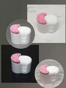 1pc Bathroom Storage Box, 2-In-1 Connected Makeup Remover Wipes & Cosmetic Tools Organizer Box, Desktop Vanity Tray