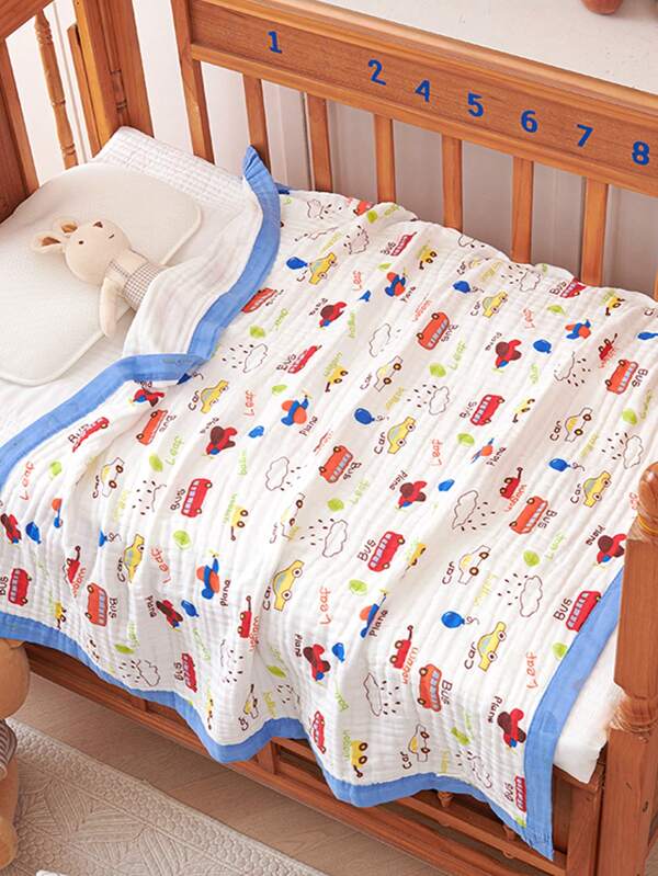 1 pièce Couverture à imprimé animal de dessin animé, 100% coton 6 couches, couverture de gaze, convient pour la sieste des enfants, le bain, l'emmaillotage de bébé, l'étole d'extérieur, les adultes, douce et agréable à la peau, toutes saisons