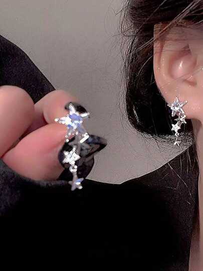 Rhinestone Star & Moon Decor Earrings