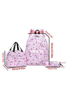 一款经典包包不仅能提升你的时尚品味，还能提升你的自信和个性。3件套午餐袋和笔袋，儿童背包，大学生背包，旅行背包，大号背包，适合女性，粉色，女士笔记本电脑包，时尚简约大容量多口袋背包， - 粉色 - 查看 7