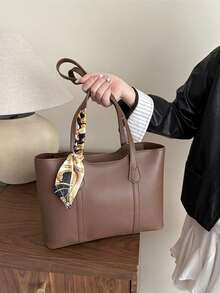 全新奢华图案百搭女士单肩托特包 - 棕色 - 查看 2