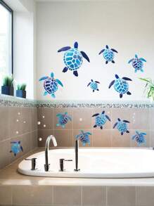 Sea Turtle Wall Stickers Under The Sea Vinyl Wall Stickers Wall Decals Wall Decor Waterproof Wall Stickers Decoration For Home, Office, Living Room, Wall, Bathroom, Toilet