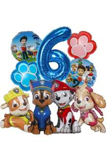 Paw Patrol 9 Pcs Cartoon Paw Patrol Foil Balloon Digital Number Supplies Rescue Dog Birthday Party Decoration Gift ,Paw Patrol Digital Balloon Is Suitable For Birthday Decoration