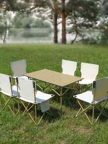 1 pezzo Set portatile e pieghevole da esterno multifunzionale di tavolo e sedia, adatto per campeggio, picnic, barbecue, leggero e pieghevole, adatto per balcone e giardino - Multicolore - Visualizzare 3