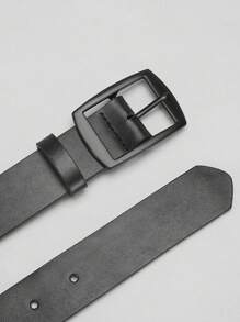 1pc New Fashion Casual Luxury Men's Belt, High-Quality PU Leather, Metal Buckle, Designer Style, Fits S Size Clothing, Unisex, Ideal Gift For Family And Friends, Casual, Business, Boyfriend, Husband, Father, Men's Gift, Daily Wear - Black - View 6