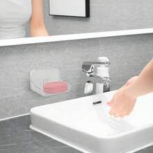 Wall Mounted Soap Dish, Shower Soap Draining Storage Box, Special Soap Stand For Sanitary Ware, Save Space Punch Free Soap Holder For Bathroom, Washstand (Clear)