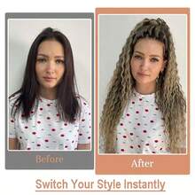 24 Inch Bohemian Style Braided Hair Extensions, 2 Clips, Synthetic Box Braids, Curly Hippie Braids, 8 Strands Handmade, Soft Wavy, Reggae Style Braids, Ombre Gold For Women - Multicolor - View 7