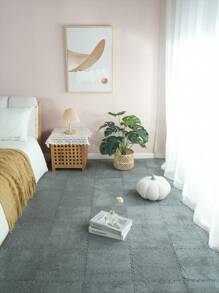 6 件柔软毛绒拼图地垫，创意互锁瓷砖，纯色简约设计 - 彩色 - 查看 3