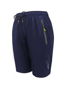 Women's Quick-Dry Athletic Shorts With Zipper Pockets - Breathable Running & Gym Shorts - Navy Blue - View 3