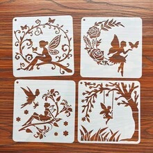 16pcs Hollow Angel Fairy Stencils, Decorative Painting Template For Scrapbooking, Wall Art, Spray Painting, DIY Craft, Reusable & Washable PET Plastic Material - White - View 6