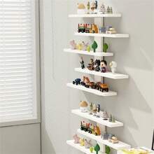 5-poziomowa drewniana półka ścienna, regał do przechowywania w sypialni, figurki, pudełka na drobiazgi