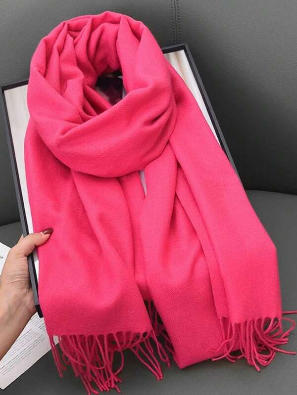 1 pieza  Liso  Color combinado    Calle  EleganteElegancia  Encantador  Casual  Real  Fiesta  Trabajar    Lana Peinada    bufanda mujer  invierno  primavera  otoño