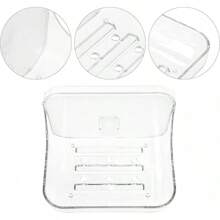 Wall Mounted Soap Dish, Shower Soap Draining Storage Box, Special Soap Stand For Sanitary Ware, Save Space Punch Free Soap Holder For Bathroom, Washstand (Clear)