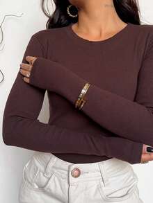 T-shirt Manga Longa Marrom