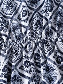 Tween Mädchen Kleid mit langen Ärmeln, Taille-Kordel & Schleife, Retro-Muster, geeignet für Frühling & Herbst