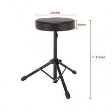 Foldable Lifting Music Stool, Piano/Guitar/Drum Set Universal Performance Chair, Non-Slip Triangular Bracket - Black - View 3