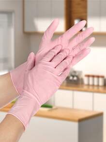 Pink, Disposable Nitrile Gloves, Powder-Free Latex-Free Gloves, Durable Household Cleaning Gloves, Waterproof Gloves, Suitable For Kitchen, Hair Dyeing, Beauty Salon, Waterproof, Anti-Static, Durable, Black, White, Pink, Blue, Green, Transparent, Purple Disposable Gloves Optional (Without Box)