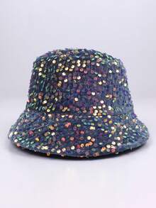 1 Stück glänzender Pailletten Patchwork Polyester UV-Schutz Warm Fischerhut, geeignet für Party, Straße, Frühling/Herbst, Nachtclub, Hochzeit, bunter Glitzer Hut, modisch Schulanfang Bühnenauftritt Herbst