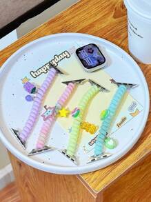 Colorful Dopamine Elastic Phone Coil Strap Compatible With Apple Watch Watch 10/9/8/7/6/Ultra/SE, Fits 38/40/41/42/44/45/49mm, Compatible With Apple Watch Ultra/SE/8/7/6/5/4/3/2/1