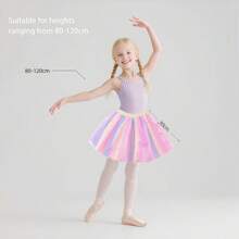 1 件女童芭蕾舞裙，3-6 岁，3/4 层网眼薄纱裙，雪花印花，公主裙，适合复活节、圣诞节、派对、生日、芭蕾舞、创意礼物 - 彩色 - 查看 5