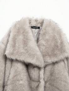 Áo khoác Seelio Thu/Đông mới cổ lông giả dày lót lông giả dài vừa phải, Áo khoác hiệu ứng lông thú trẻ trung, phong cách - mẹo nhuộm tóc - Xem 5