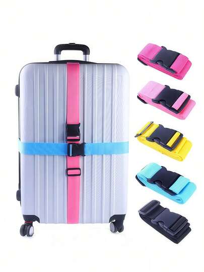 Correa ajustable de 5 cm para equipaje, cinturón de sujeción para maletas de viaje, correa de embalaje cruzada, cinturón de sujeción grueso, cinturón de sujeción antiexplosión, adecuado para empacar equipaje para viajes, bolsas de viaje, aplicable para viajes, viajes de negocios, vacaciones, se puede usar para maletas y mochilas
