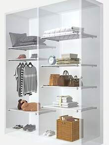 Expandable Wardrobe Divider, Kitchen Partition Board, Dorm Cabinet, Cabinet Shelf Organizer, Bathroom Storage Rack - No Nails Required - Multicolor - View 5