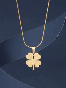 1入經典奢華18K金電鍍不鏽鋼蛇骨形刀鏈，附幸運三葉草吊墜，適用於女性日常和節慶穿戴 - 幸運草蛇骨鏈 - 查看 5