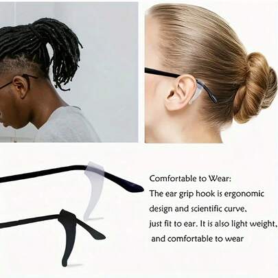 2 Pairs Of Soft Silicone Eyeglass Ear Hooks - Anti Slip And Stable, Comfortable And Flexible Design, Adjustable, No Ear Pinch, Comfortable And Soft Ear Hooks. Suitable For Fashion Glasses, Reading Glasses - Sports, Work, And Daily Use Anti Slip Glasses Holder, Non Stick Material/Anti Slip And Odorless