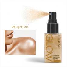 Iluminador líquido brillante y spray de brillo corporal, tono dorado-bronce de champán, apto para todos los tonos de piel beige claro, regalo de Navidad y Día de la Madre