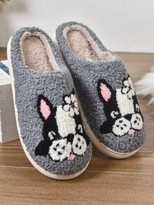 Men's Cartoon Couple Warm Slippers, Women's Indoor Spring Autumn Winter, Home Anti-Slip Thick-Sole Plush Fleece Winter Slippers
