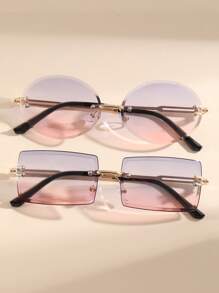1 Pair, 2 Pairs, 3 Pairs, 5 Pairs, 10 Pairs Unisex Rectangular Classic Frameless Luxury Fashion Glasses, Suitable For Daily Life, Outdoor Travel Accessories, Daily Photography, Outdoor Travel Accessories, Also Have Windproof And Sand Protection Function, All Season