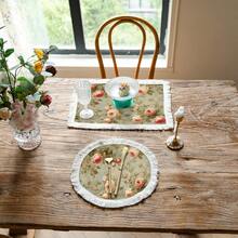 1/4/6 pièces Nappes de table en lin à franges, sets de table imprimés lavables, tapis de protection de surface, nappes de table d'intérieur et d'extérieur, convient pour les fêtes, la décoration de cuisine