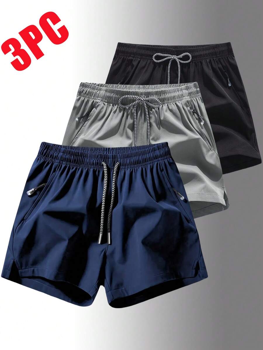 3 Pack Shorts für Herren, Sommershorts schnelltrocknend, locker sitzend, für Laufen, Basketball, Sport, Lässig Shorts - Verschiedenfarbig - Übersicht 1