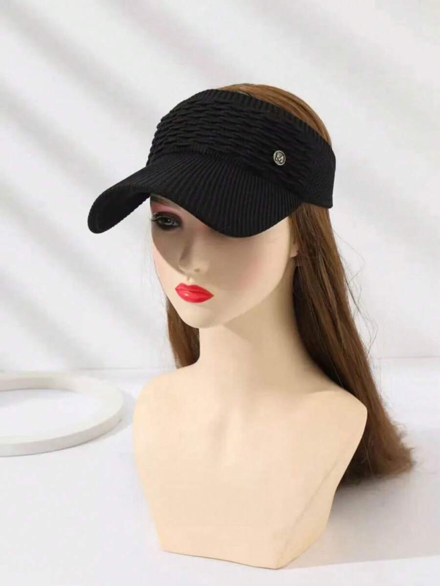 Visera unisex negra transpirable para protección solar al aire libre en todas las estaciones