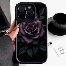 Funda de Teléfono Moderna y Elegante, Carcasa Suave de Protección Completa de TPU con Diseño de una Sola Rosa Púrpura, Compatible con los Modelos de  y  11, 12, 13, 14, 15 y 16. Diseño Elegante con Protección contra Caídas, Protección de Pantalla y Cámara, Bordes Elevados, Perfecto como Regalo para Amigos, Socios o Padres, Funda Iph Linda y Femenina, Fundas Protectoras de Diseñador para Mujeres - 1 pieza - Ver 5