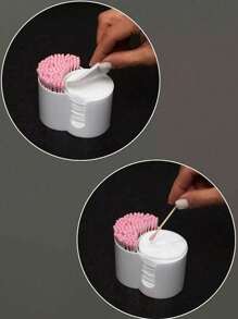 1pc Bathroom Storage Box, 2-In-1 Connected Makeup Remover Wipes & Cosmetic Tools Organizer Box, Desktop Vanity Tray