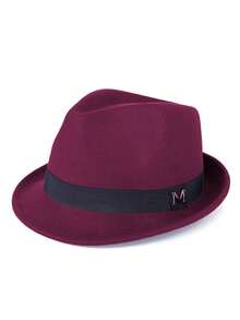 1 件男女通用纯色 M 字母绅士帽，厚实温暖纯羊毛毡复古卷边休闲软呢帽，适合日常外出和购物 - 彩色 - 查看 11