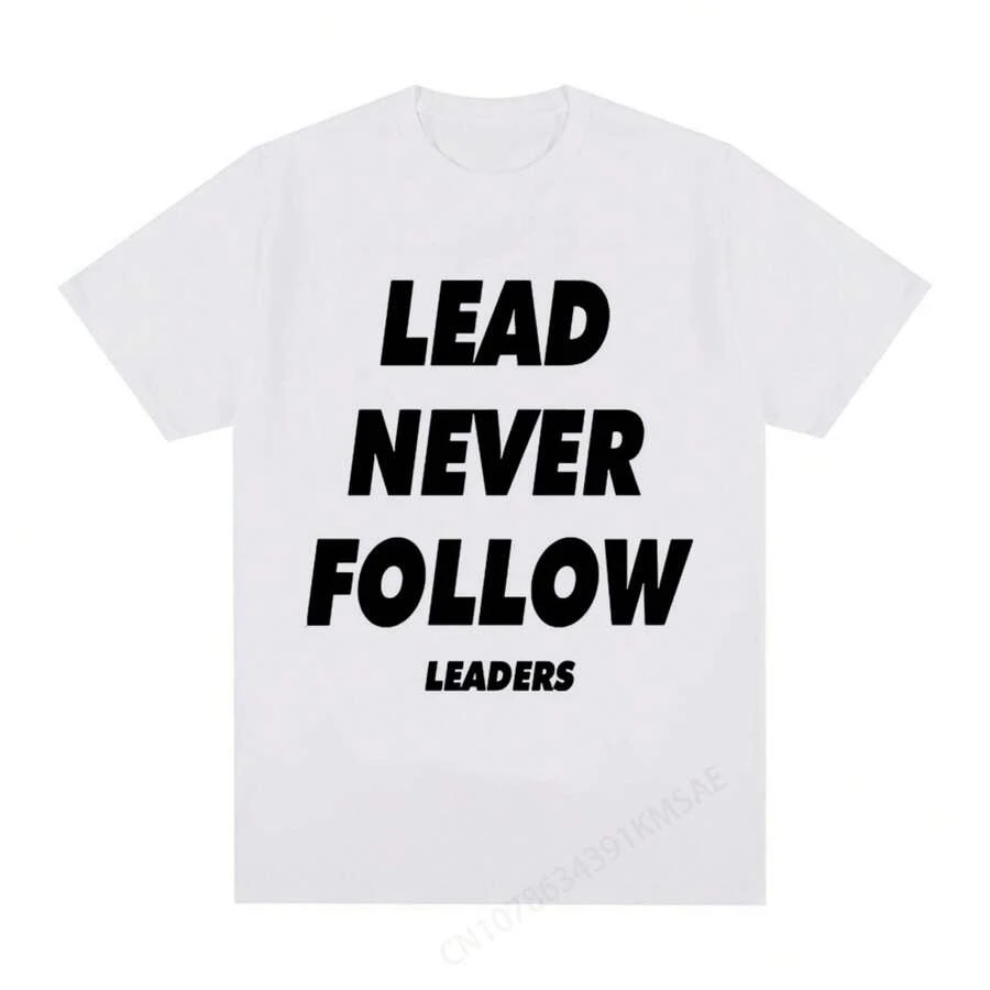 Chief Keef Lead Never Follow Leaders T Shirt Men Fashion Vintage T-Shirts Cotton Oversized Short Sleeve T Shirts Streetwear - 白色 - 查看 1