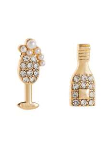 2 piezas Pendientes de cóctel, hamburguesa, amanecer de tequila, patatas fritas de moda exquisita y personalizada, chapado en oro de 18K, antioxidante, adecuado para uso diario casual, joyería para mujer - Multicolor - Ver 16