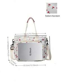 Bolso de tela estampado de moda casual, adecuado para ir y venir del trabajo, viajes de negocios, viajes, gimnasio, puede contener botella de agua, teléfono, cosméticos, paraguas y otros artículos diarios, se puede llevar como bolso de hombro o bandolera - Blanco - Ver 6