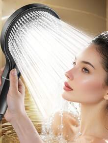 圆形大面板淋浴喷头，带三种喷水模式（雨淋/喷雾/混合）– 黑色 ABS 现代浴室淋浴喷头 – 高压节水设计，带来水疗般的淋浴体验 - 黑色 - 查看 7