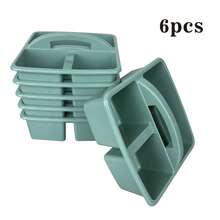 6 pièces Boîte de rangement de style bohème en plastique avec 3 compartiments et poignée. Boîte de rangement portable polyvalente pour la classe, le bureau, les fournitures scolaires, les crayons, les documents, les outils