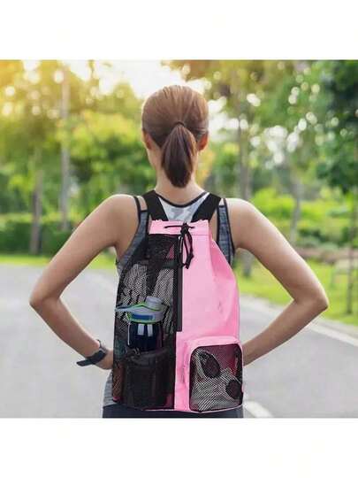 Bolsa de natación con cordón de malla con bolsillo húmedo, mochila de playa para gimnasio y equipo de entrenamiento, bolso de almacenamiento deportivo, mochila, bolsa de viaje de regreso a la escuela