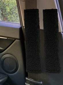 2pcs Plush, Leather, Rhinestone Car Seat Belt Covers, Universal Creative Car Safety Belt Shoulder Pads, Women Car Accessories