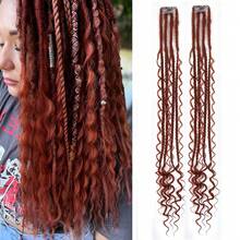 24 Inch Bohemian Style Braided Hair Extensions, 2 Clips, Synthetic Box Braids, Curly Hippie Braids, 8 Strands Handmade, Soft Wavy, Reggae Style Braids, Ombre Gold For Women - Multicolor - View 12